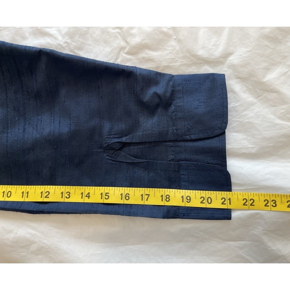 Women's Ralph Lauren Button Down Silk Blouse Navy Size 22W Boxy Lagen Look Artsy - Picture 5 of 7